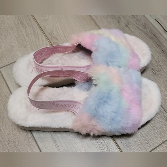 Koolaburra by UGG slipper sandals/slides in pastel rainbow colors - Picture 2 of 3